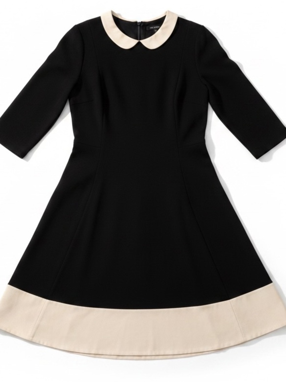 Pink Tartan Black Dress with Cream Collar and Hem - Women’s Shift Dress L
